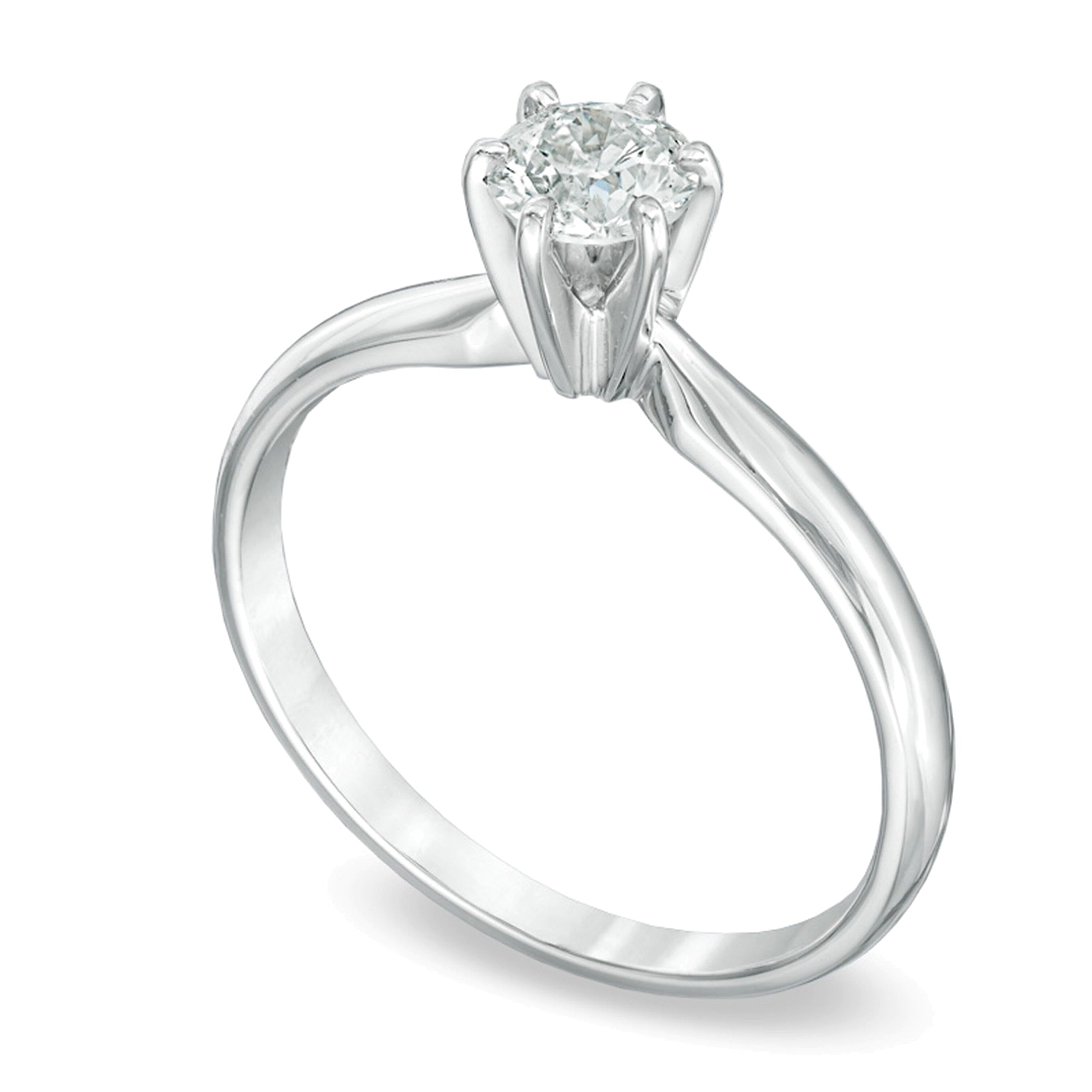 0.5 CT. Diamond Solitaire Engagement Ring in 14K White Gold (I/I2)