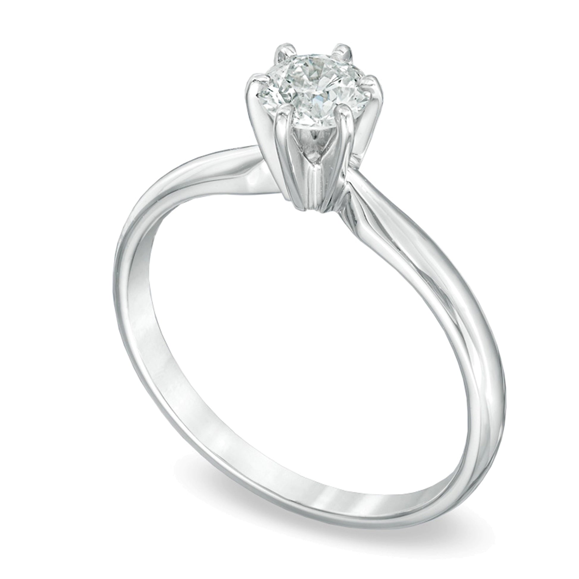 0.5 CT. Diamond Solitaire Engagement Ring in 14K White Gold (I/I2)