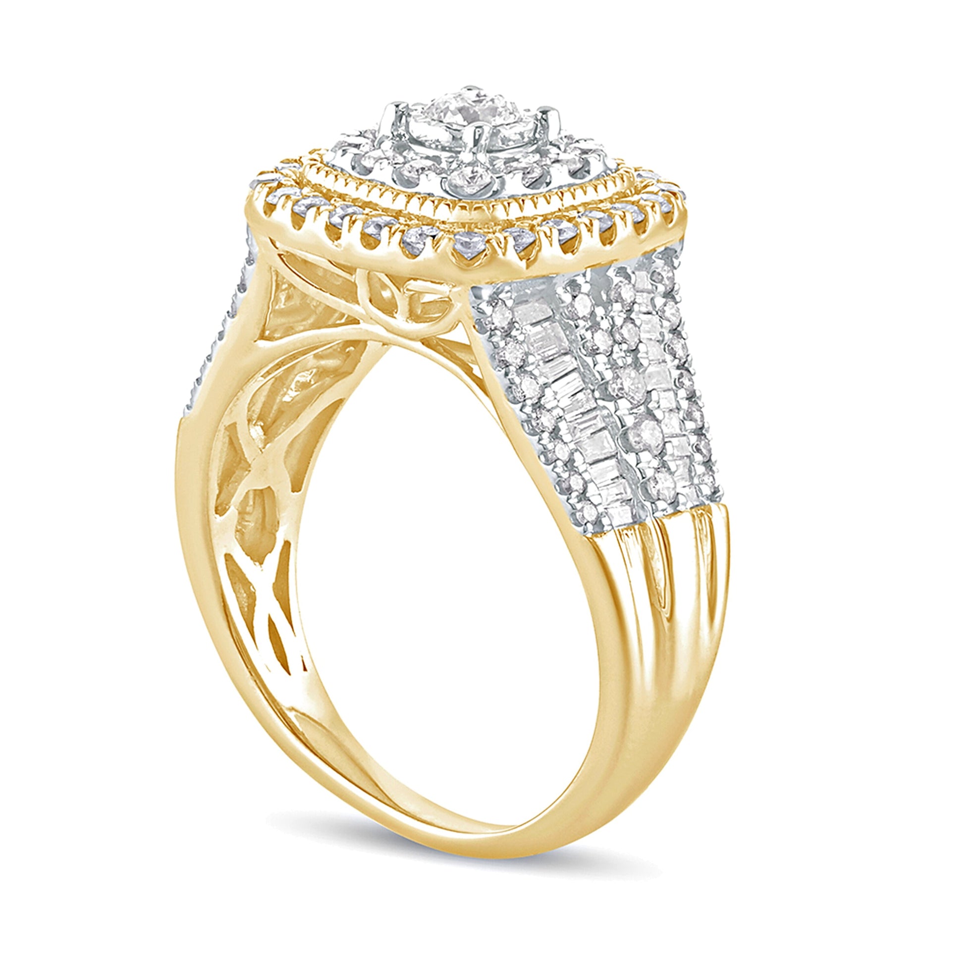 1.0 CT. TW Diamond Cushion Frame Vintage-Style Engagement Ring in 10K Gold