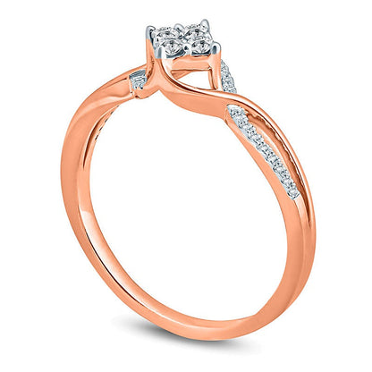 0.2 CT. TW Composite Diamond Tilted Square Bypass Promise Ring in 10K Rose Gold