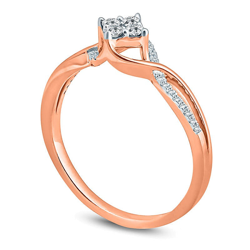 0.2 CT. TW Composite Diamond Tilted Square Bypass Promise Ring in 10K Rose Gold