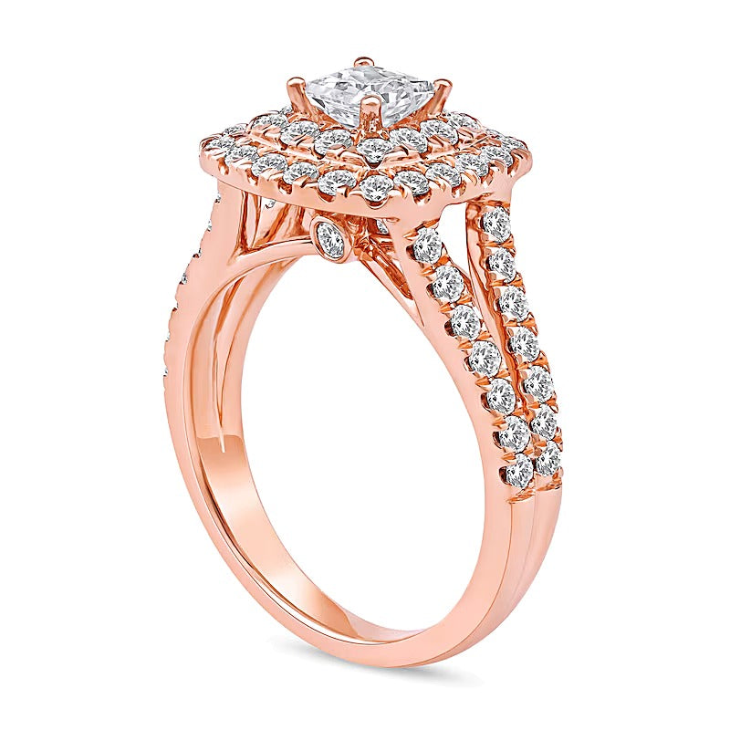 2.0 CT. TW Princess-Cut Lab-Grown Diamond Frame Split Shank Engagement Ring in 14K Rose Gold (F/VS2)