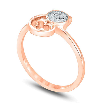 Diamond Accent Cat Swirl Heart Ring in 10K Rose Gold