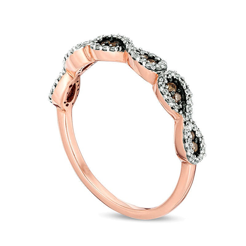 0.2 CT. TW Champagne and White Diamond Infinity Anniversary Band in 10K Rose Gold