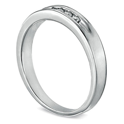 0.05 CT. TW Diamond Five Stone Wedding Band in 10K White Gold