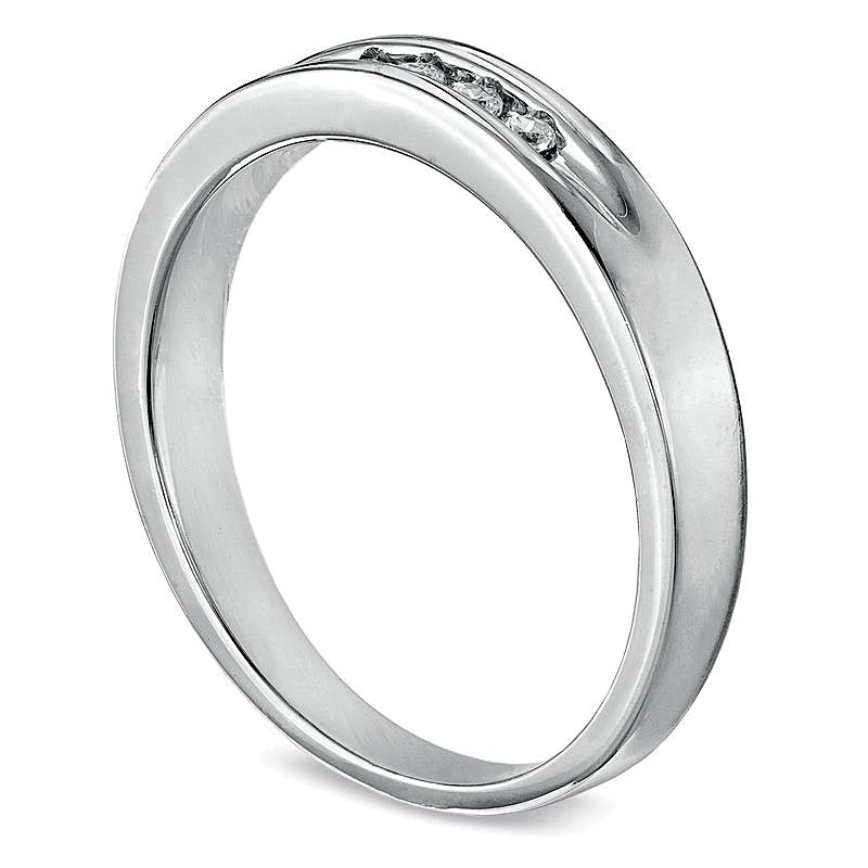 0.05 CT. TW Diamond Five Stone Wedding Band in 10K White Gold