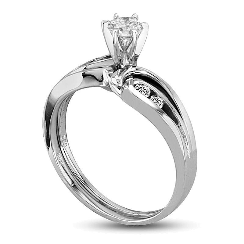 0.5 CT. TW Diamond Bypass Bridal Set in 14K White Gold
