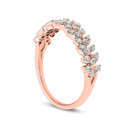 0.5 CT. TW Diamond Leafy Vine Anniversary Ring in 10K Rose Gold