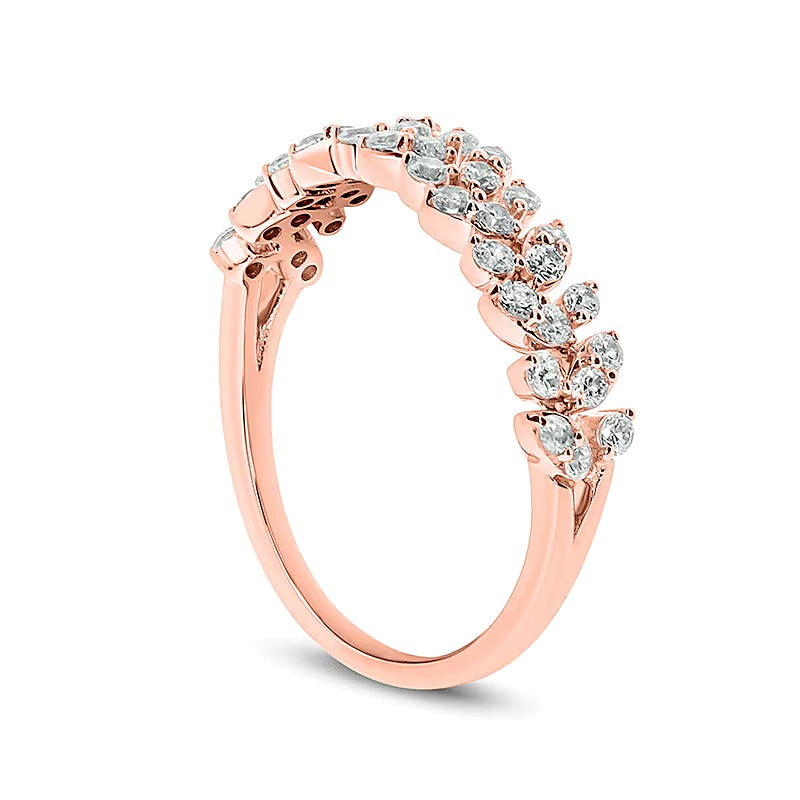 0.5 CT. TW Diamond Leafy Vine Anniversary Ring in 10K Rose Gold