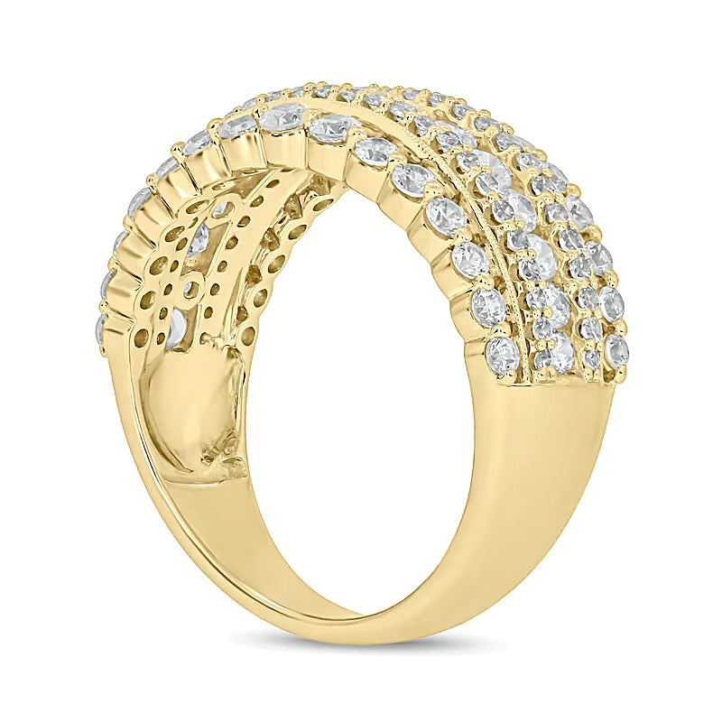 1.5 CT. TW Diamond Scallop Multi-Row Vintage-Style Band in 10K Gold