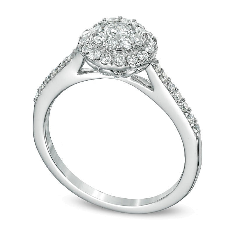 0.75 CT. TW Multi-Diamond Double Frame Engagement Ring in 14K White Gold