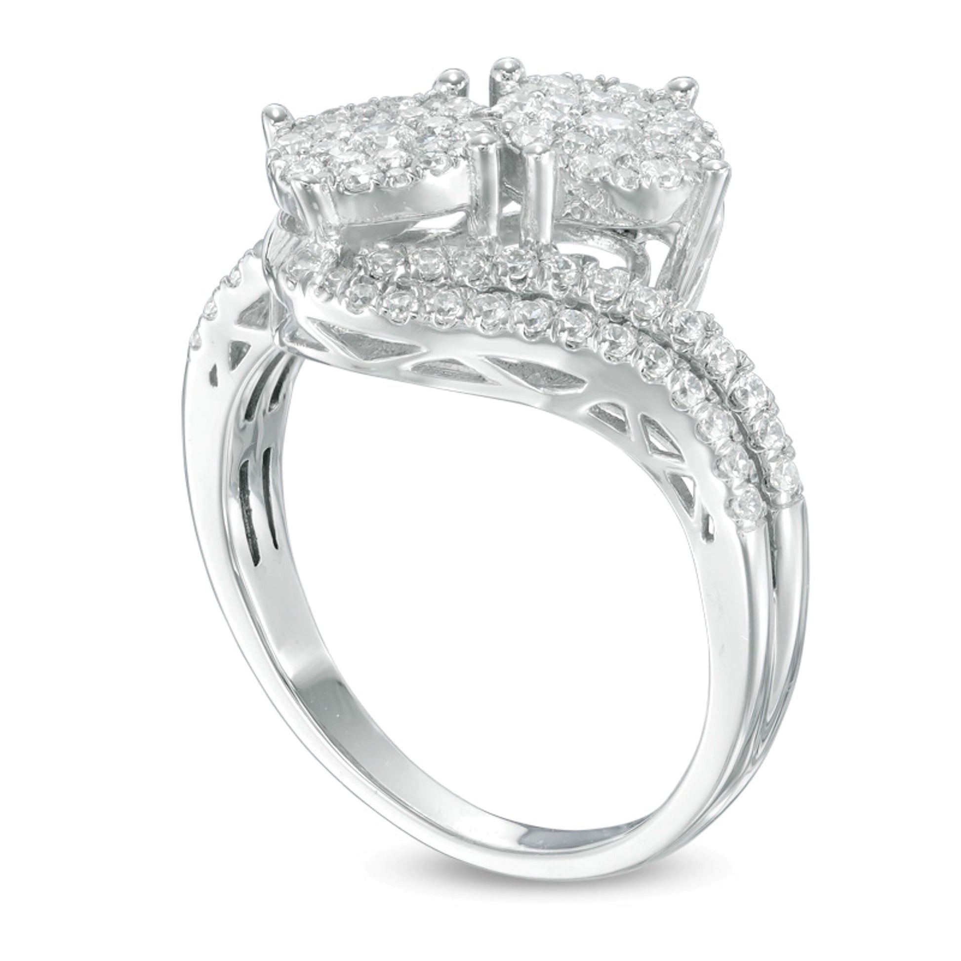 0.75 CT. TW Multi-Diamond Bypass Ring in 10K White Gold