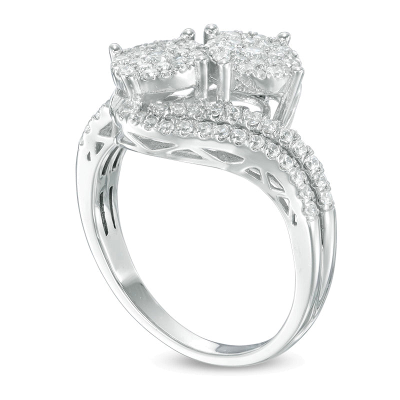 0.75 CT. TW Multi-Diamond Bypass Ring in 10K White Gold