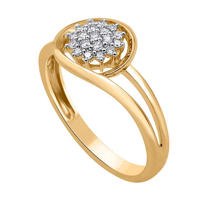 0.17 CT. TW Multi-Diamond Sunburst Split Shank Ring in 10K Gold