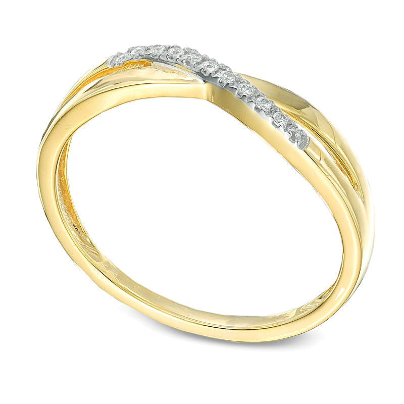Diamond Accent Criss-Cross Wave Band in 10K Gold