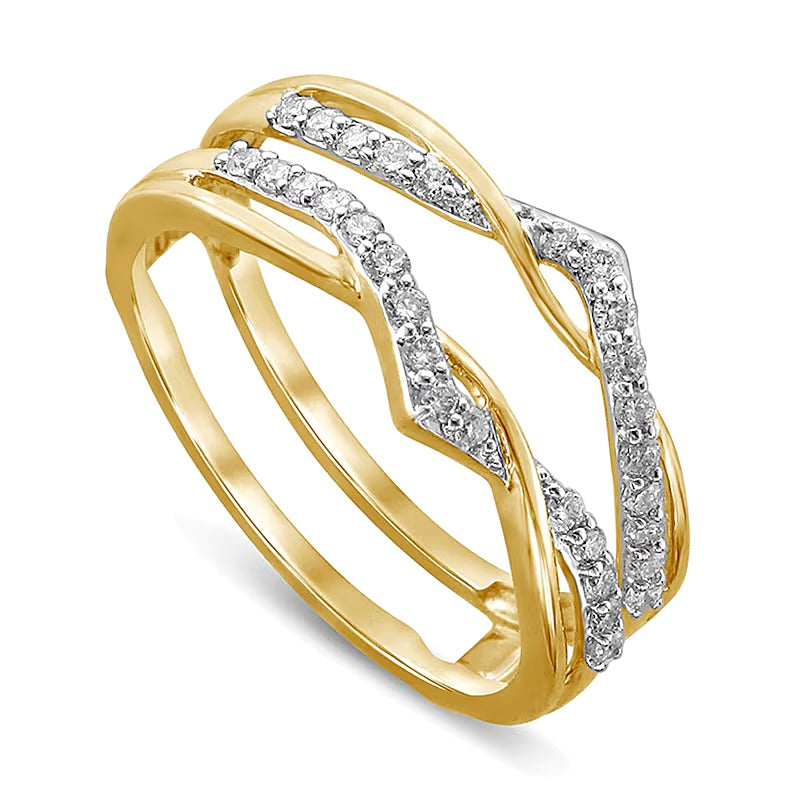 0.25 CT. TW Diamond Crossover Chevron Solitaire Enhancer in 14K Gold