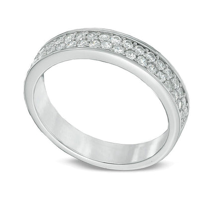 0.5 CT. TW Diamond Double Row Wedding Band in 10K White Gold