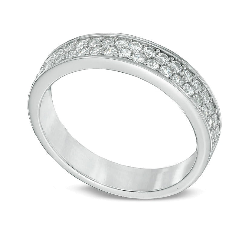 0.5 CT. TW Diamond Double Row Wedding Band in 10K White Gold