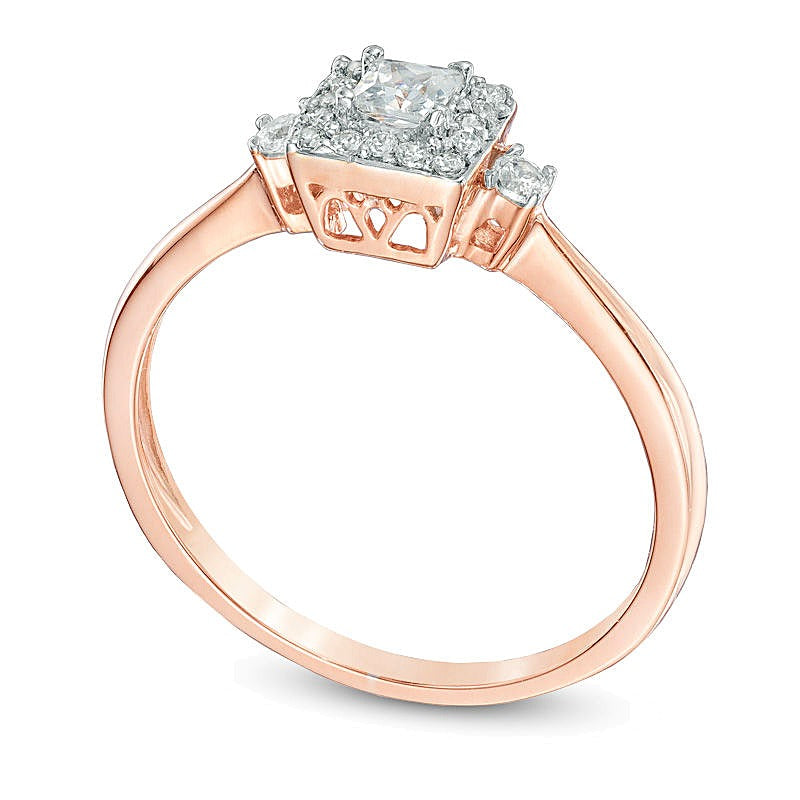 0.25 CT. TW Princess-Cut Diamond Frame Promise Ring in 10K Rose Gold