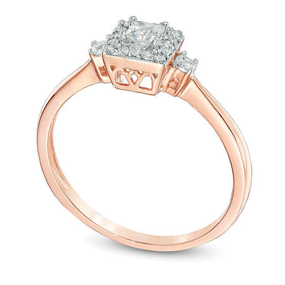 0.25 CT. TW Princess-Cut Diamond Frame Promise Ring in 10K Rose Gold