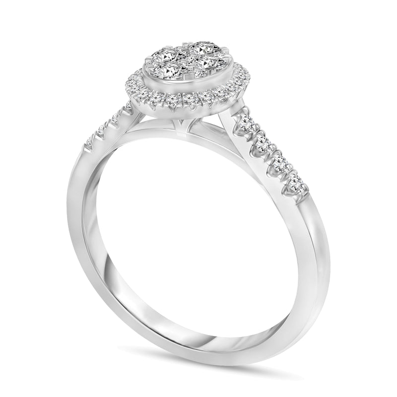 0.5 CT. TW Oval Composite Diamond Frame Engagement Ring in 10K White Gold