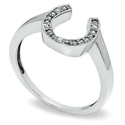 Diamond Accent Horseshoe Ring in 10K White Gold