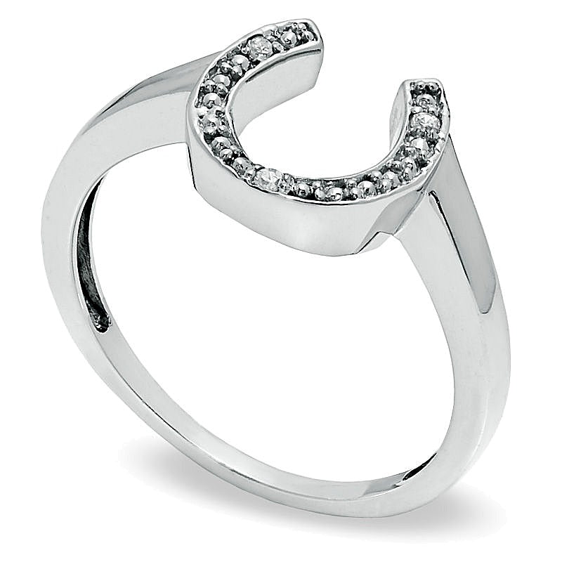 Diamond Accent Horseshoe Ring in 10K White Gold