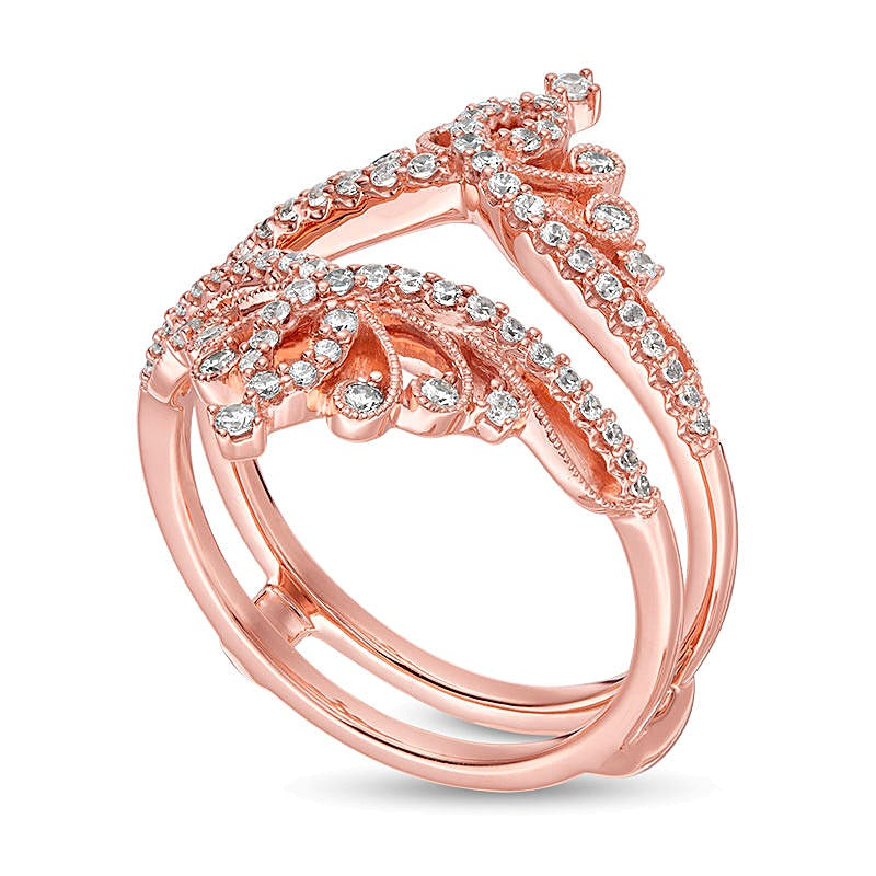 0.38 CT. TW Diamond Vintage-Style Tiara Ring Solitaire Enhancer in 14K Rose Gold