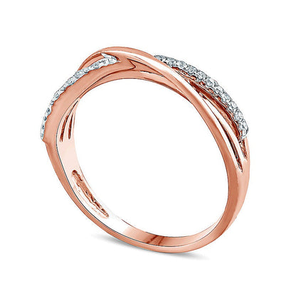 Diamond Accent Layered Crossover Ring in 10K Rose Gold