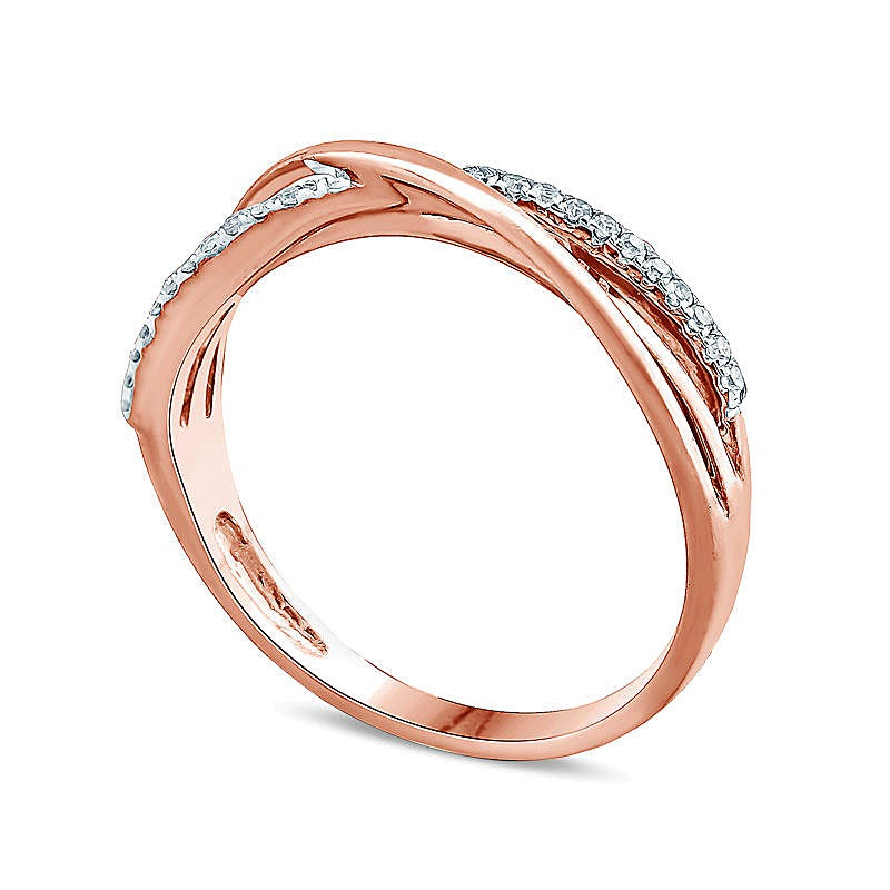 Diamond Accent Layered Crossover Ring in 10K Rose Gold