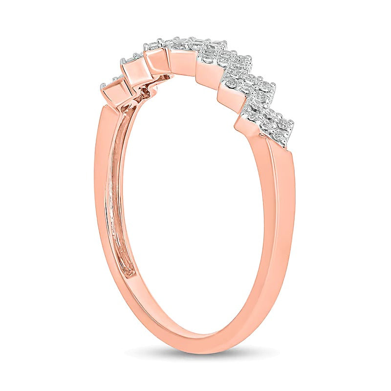 0.17 CT. TW Diamond Zig-Zag Stackable Band in 10K Rose Gold