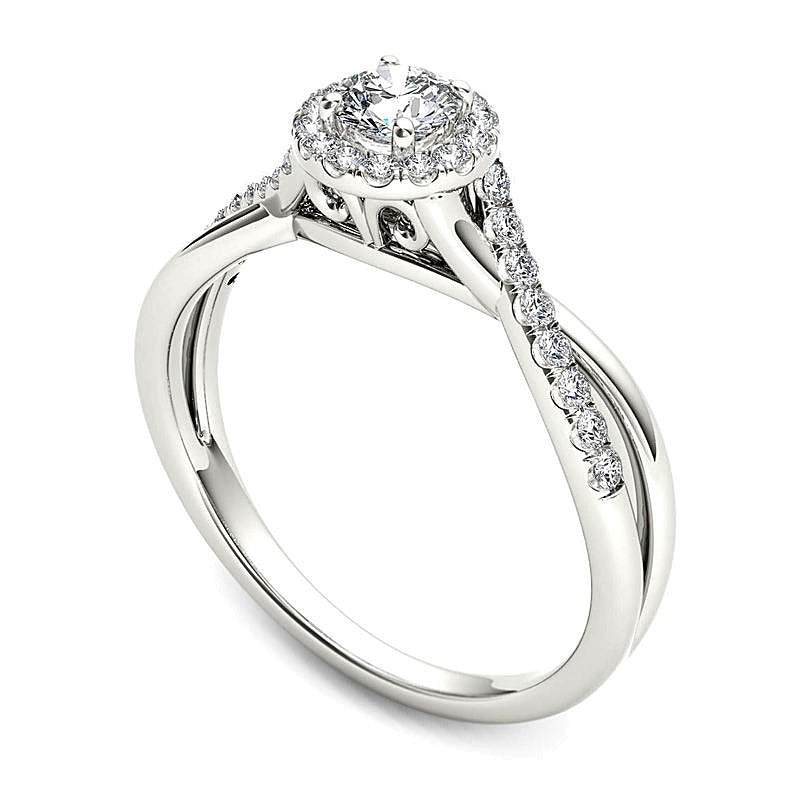 0.5 CT. TW Diamond Frame Twist Engagement Ring in 14K White Gold