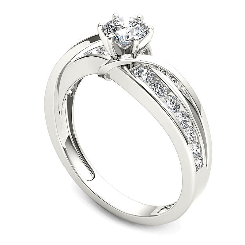 0.75 CT. TW Diamond Crossover Engagement Ring in 14K White Gold