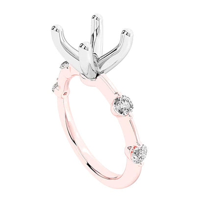 0.25 CT. TW Diamond Station Semi-Mount Setting in 14K Rose Gold