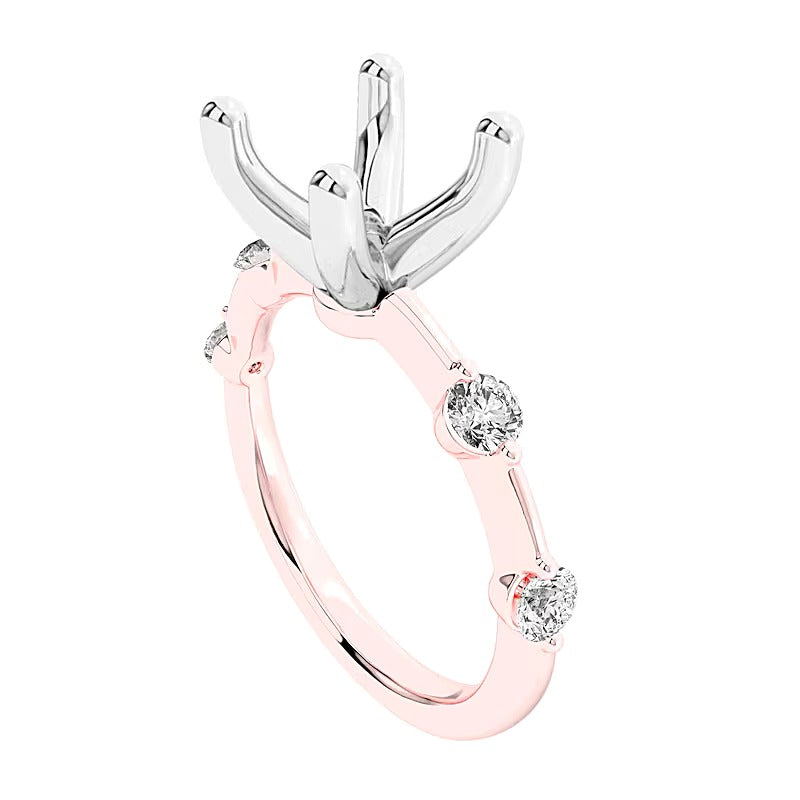 0.25 CT. TW Diamond Station Semi-Mount Setting in 14K Rose Gold