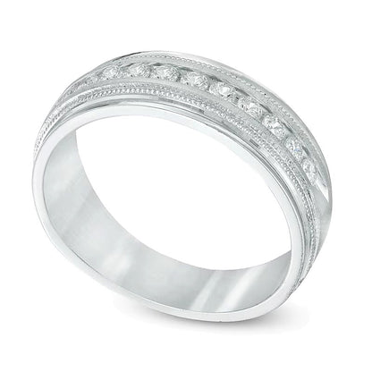 0.5 CT. TW Diamond Milgrain Anniversary Band in 14K White Gold