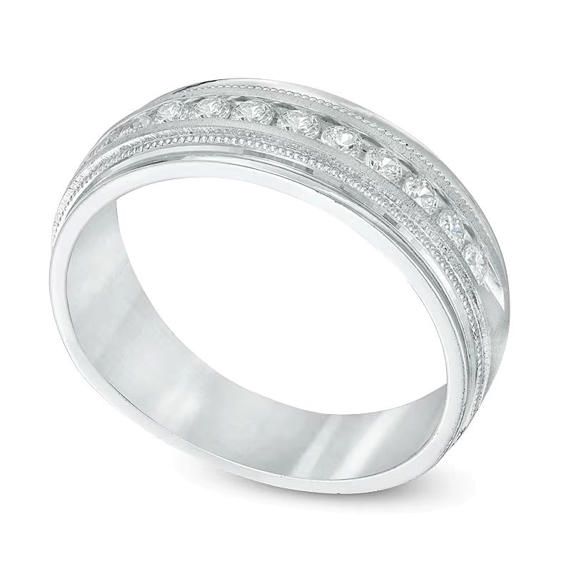 0.5 CT. TW Diamond Milgrain Anniversary Band in 14K White Gold