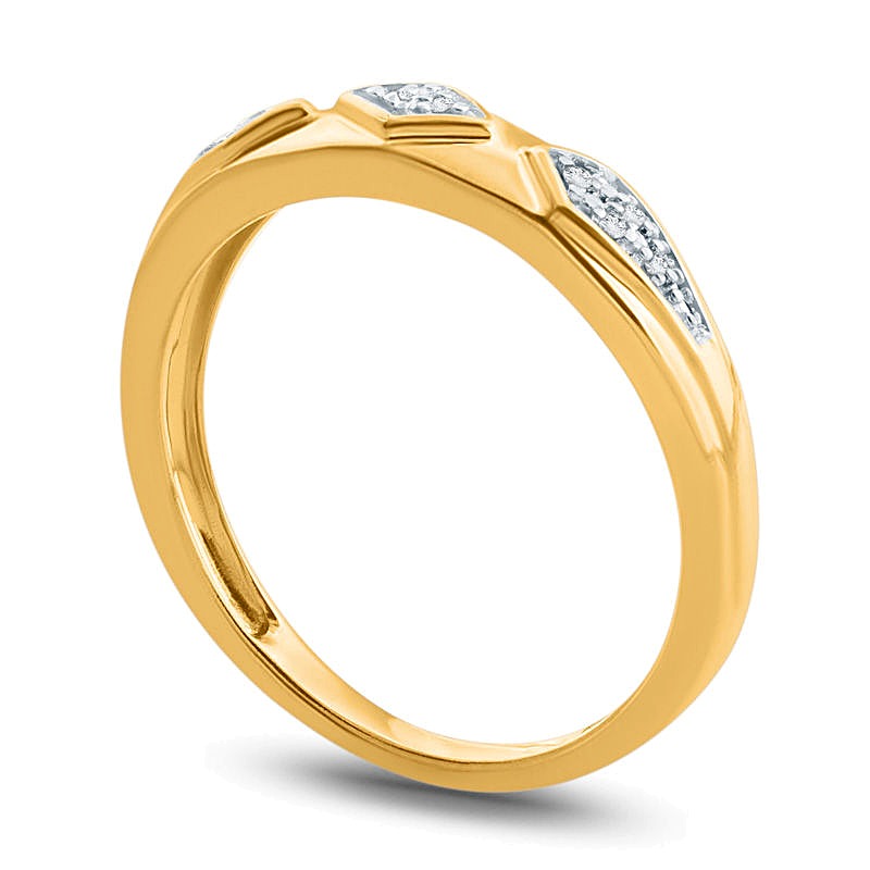 Diamond Accent Retro Geometric Wedding Band in 10K Gold