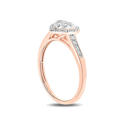 0.2 CT. TW Multi-Diamond Heart-Shape Frame Promise Ring in 10K Rose Gold