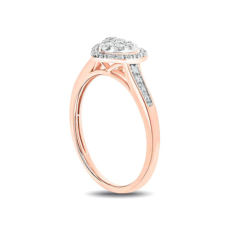 0.2 CT. TW Multi-Diamond Heart-Shape Frame Promise Ring in 10K Rose Gold