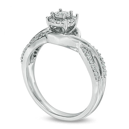 0.25 CT. TW Diamond Swirl Twist Shank Promise Ring in Sterling Silver