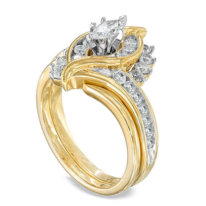 1.0 CT. TW Marquise Diamond Bypass Bridal Set in 14K Gold