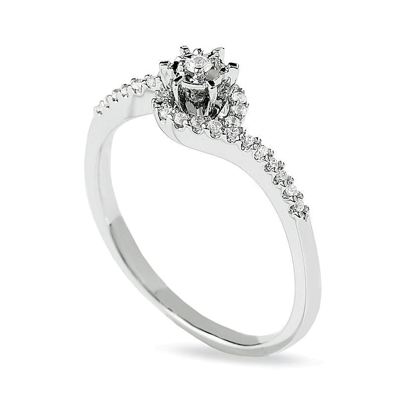 0.1 CT. TW Diamond Bypass Promise Ring in 10K White Gold