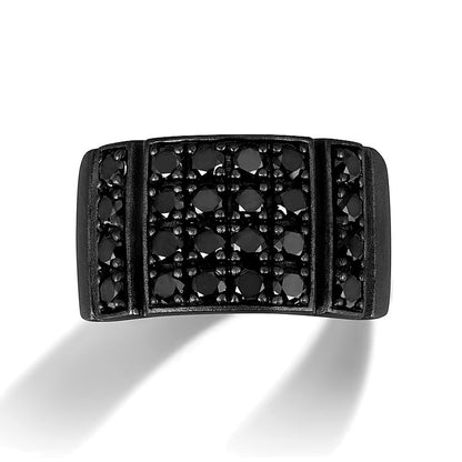 2.2 CT. TW Black Diamond Rectangle-Top Ring in Oxidized Black Sterling Silver