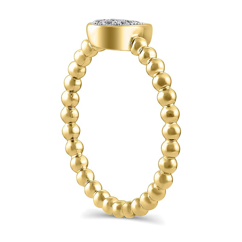 0.13 CT. TW Pear Multi-Diamond Bead Shank Ring in 10K Gold