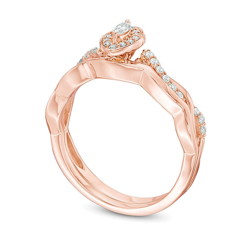0.25 CT. TW Marquise Diamond Frame Twist Bridal Set in 10K Rose Gold