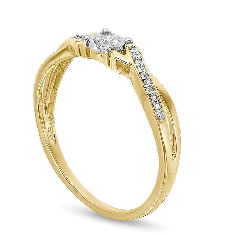 0.1 CT. TW Diamond Twist Shank Promise Ring in 10K Gold