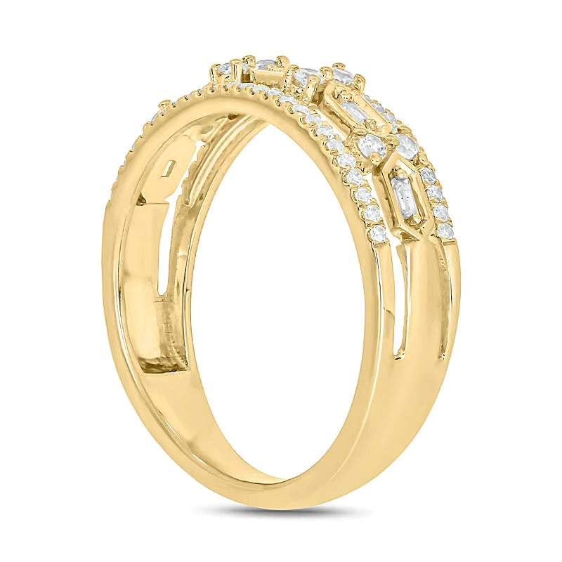 0.33 CT. TW Diamond Edge Hexagon Station Band in 10K Gold