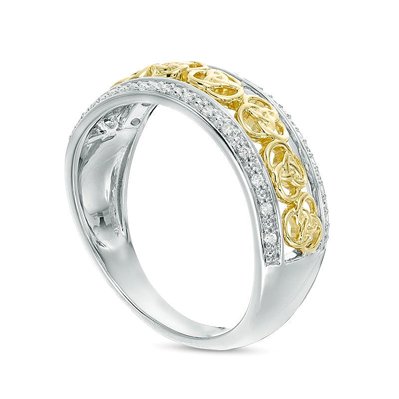 0.13 CT. TW Diamond Love Knot Wedding Band in 14K Two-Tone Gold