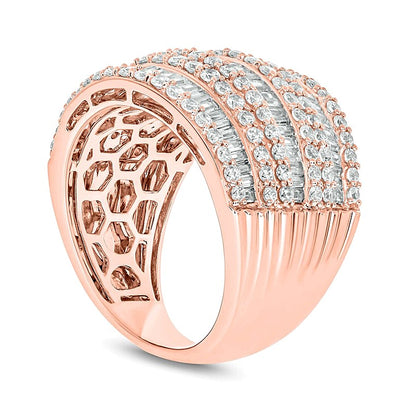 1.88 CT. TW Baguette Diamond Colosseum Multi-Row Band in 10K Rose Gold